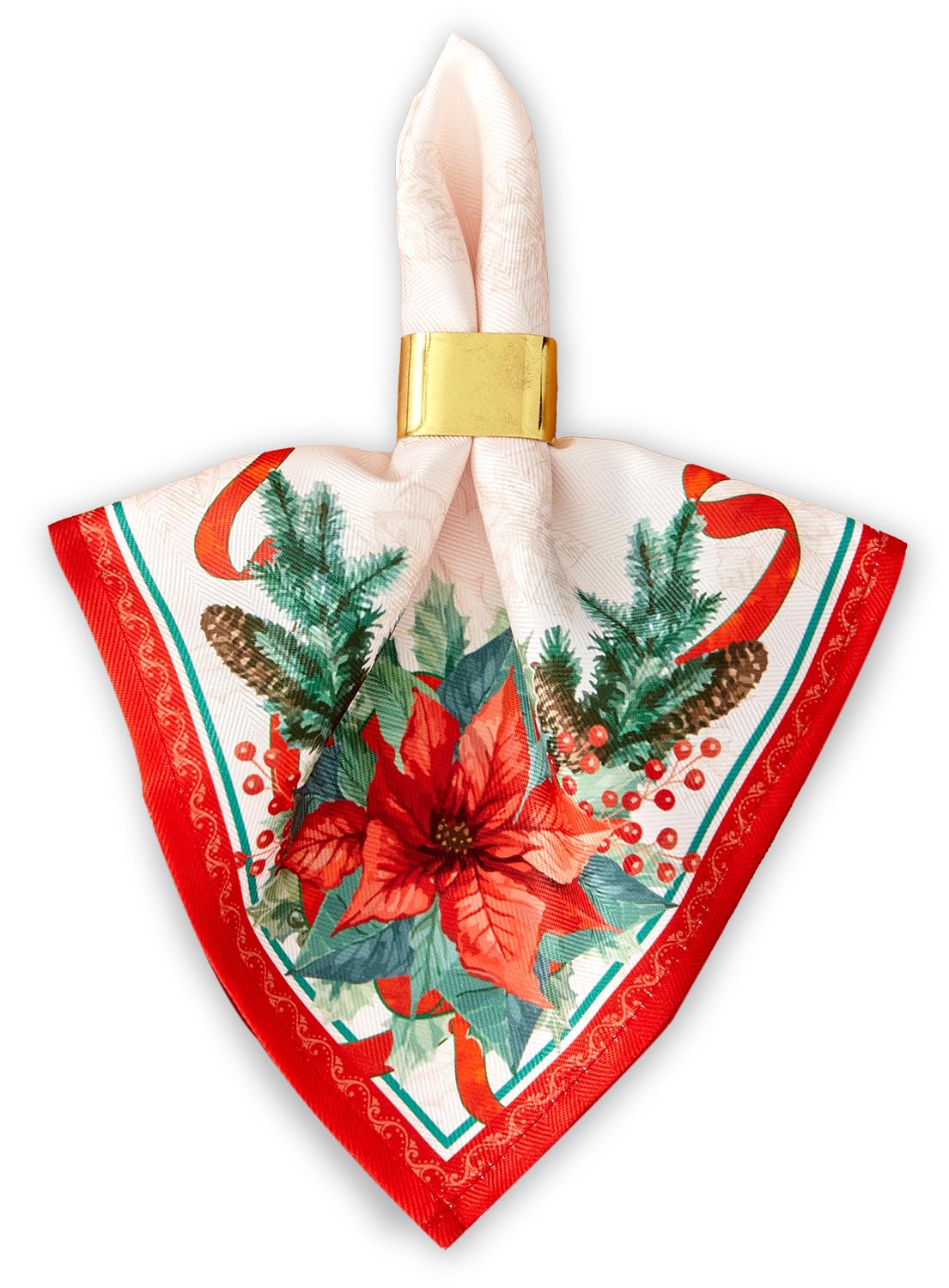 YiHomer diseño poinsettia y cinta roja para mesa navideña.