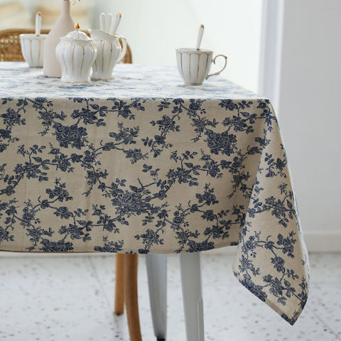YiHomer mantel rectangular Pastoral 60x120, azul oscuro, ideal para cenas elegantes.