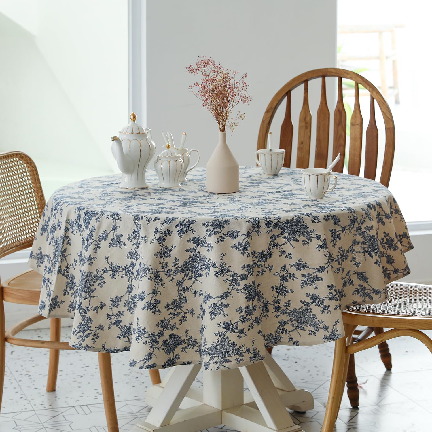 YiHomer mantel Pastoral para interiores añade elegancia floral azul