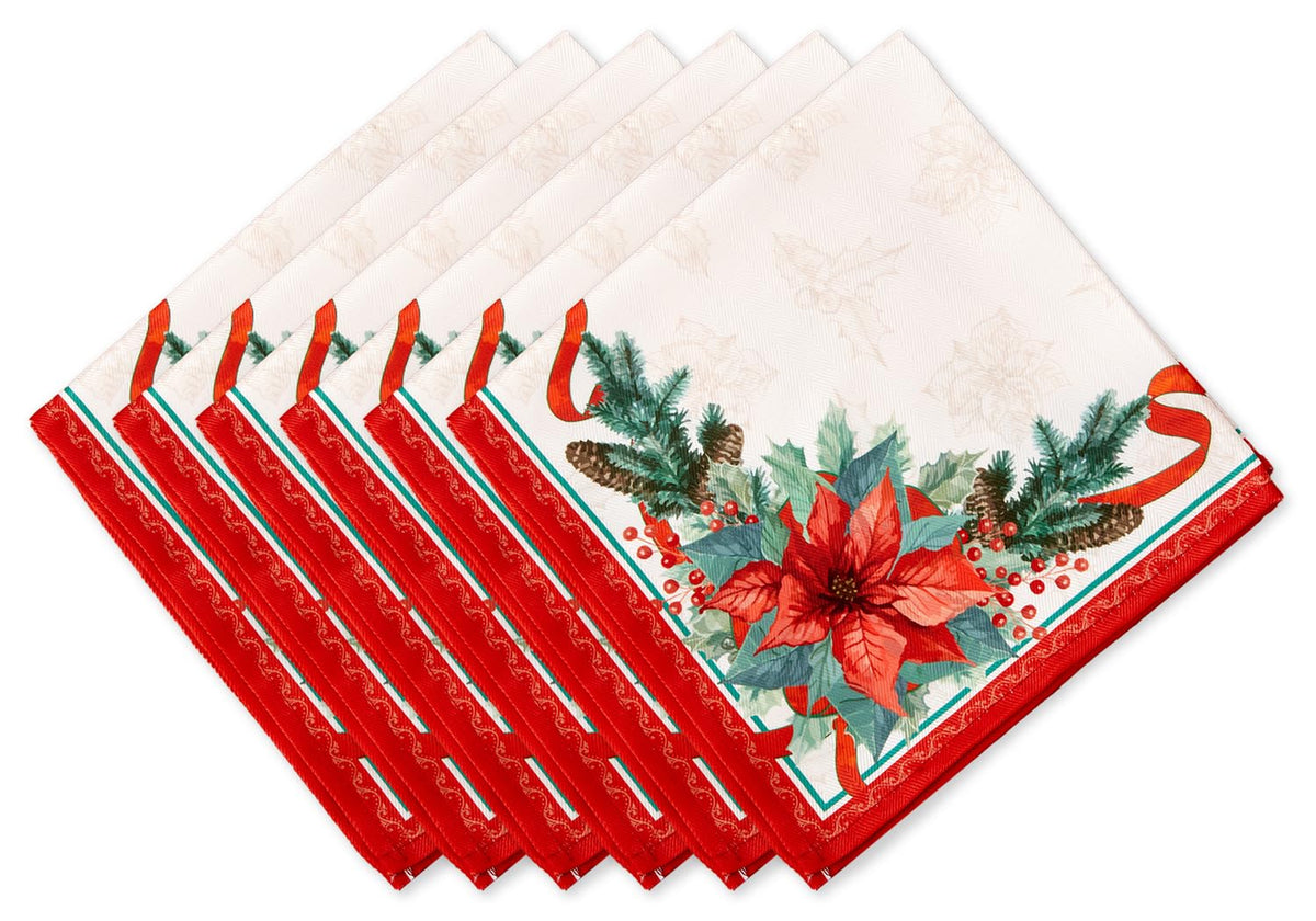 YiHomer servilletas navidad poinsettia 20x20, resistentes y fáciles de lavar.