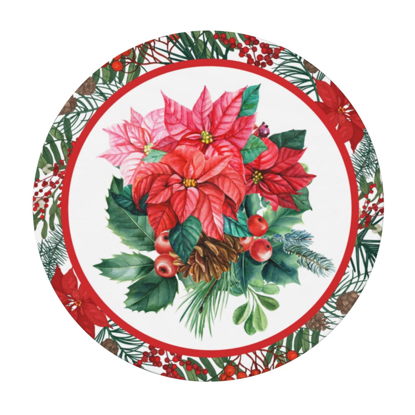 Yilad mantel diseño acebo navideño, visual vibrante para fiestas y comedor.