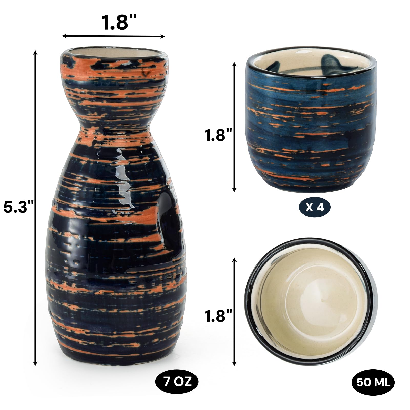 Tazas de sake cerámicas de 50 ml para compartir