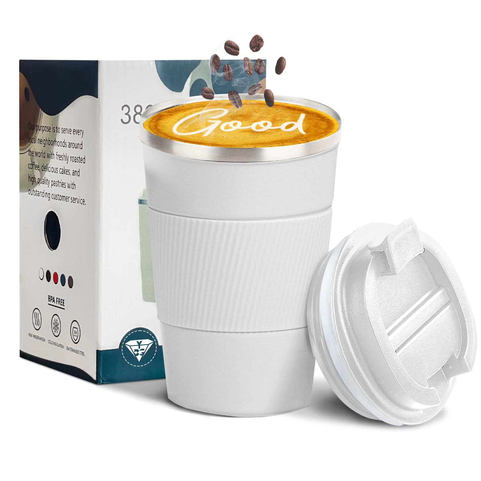 YINBAOGE taza de café 12oz, aislada, ideal para viajes y calor sostenido