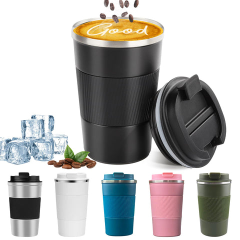YINBAOGE Taza de viaje aislada 12 onzas con agarre cómodo para bebidas calientes o frías