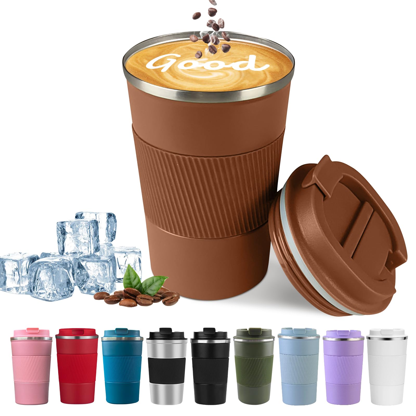 YINBAOGE taza de viaje con aislamiento doble mantiene bebidas calientes o frías por más tiempo.