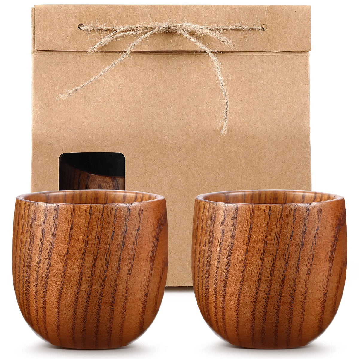 Copas de whisky de madera Yinder, juego de 2, ideal para degustación elegante en casa.