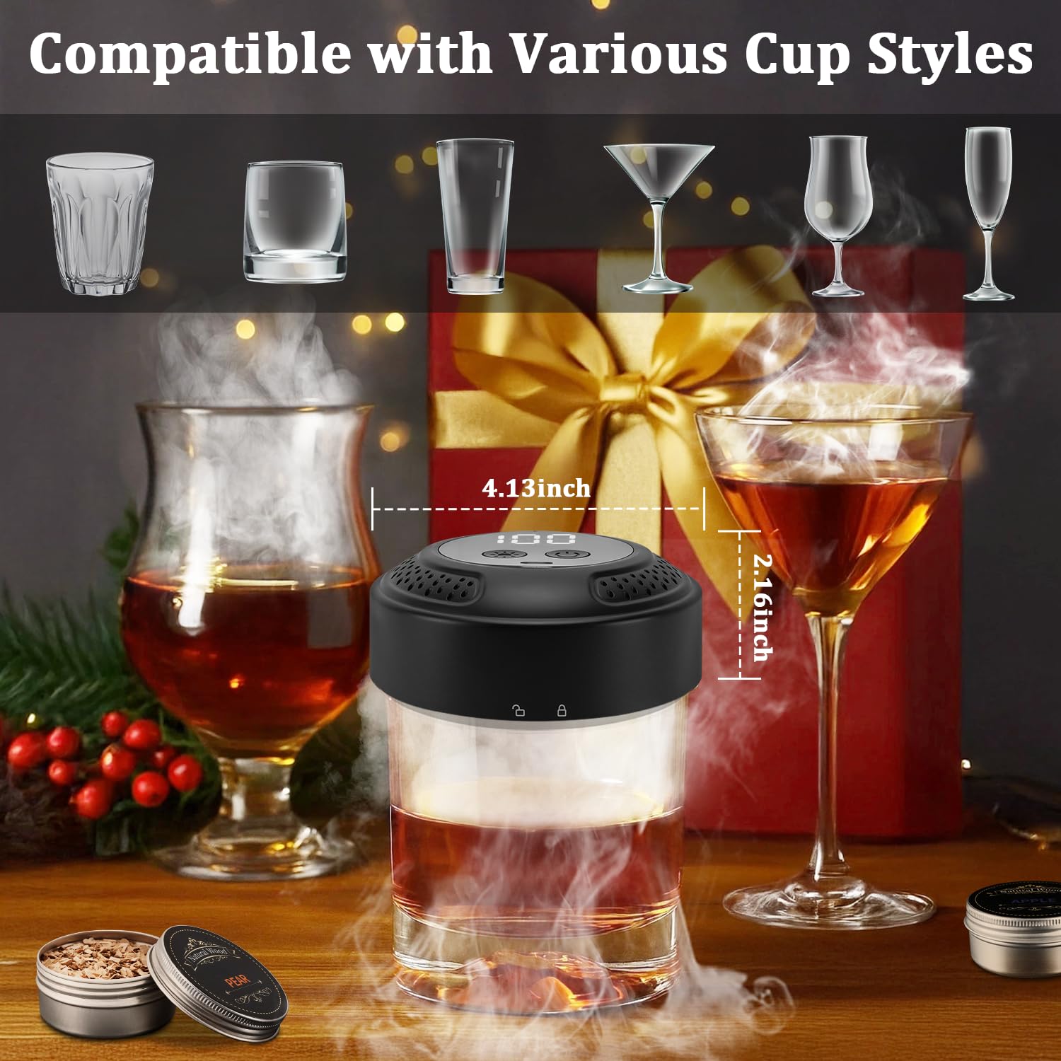 YINDUZ-compatibilidad-con-copas-de-whiskey se adapta a la mayoría de vasos.
