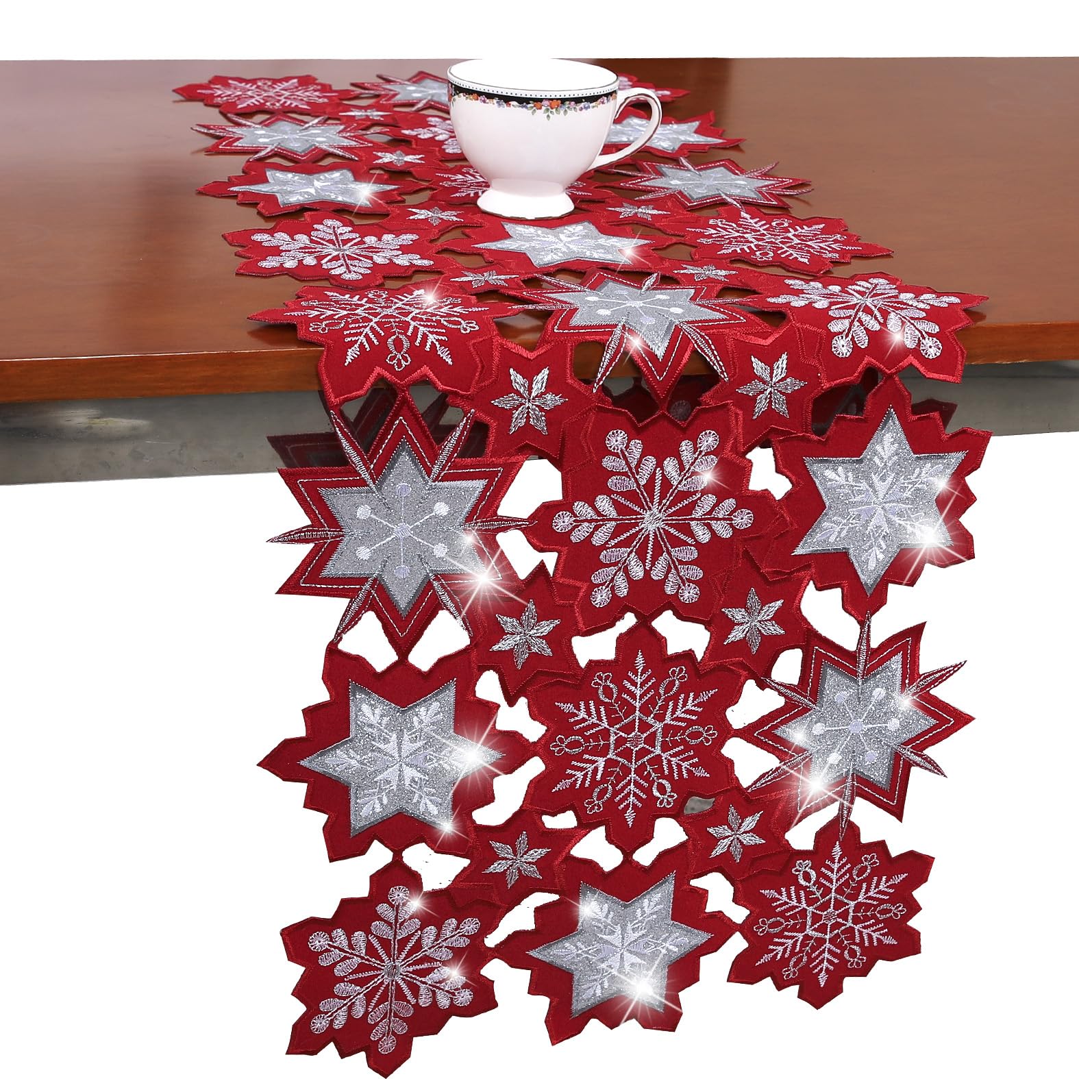 YINFUNG camino de mesa navidad con bordado aplique, elegante y festivo para la mesa