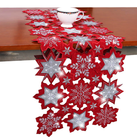 YINFUNG camino de mesa navidad con bordado aplique, elegante y festivo para la mesa