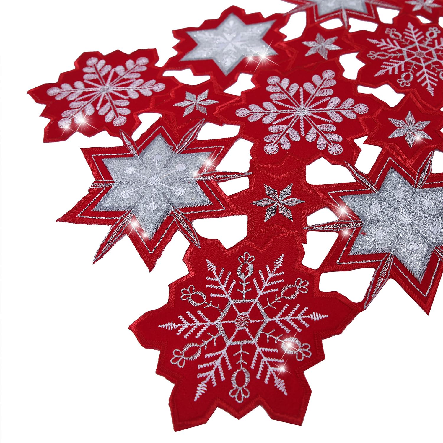 YINFUNG camino de mesa navidad copos de nieve hilo plata brillo sutil