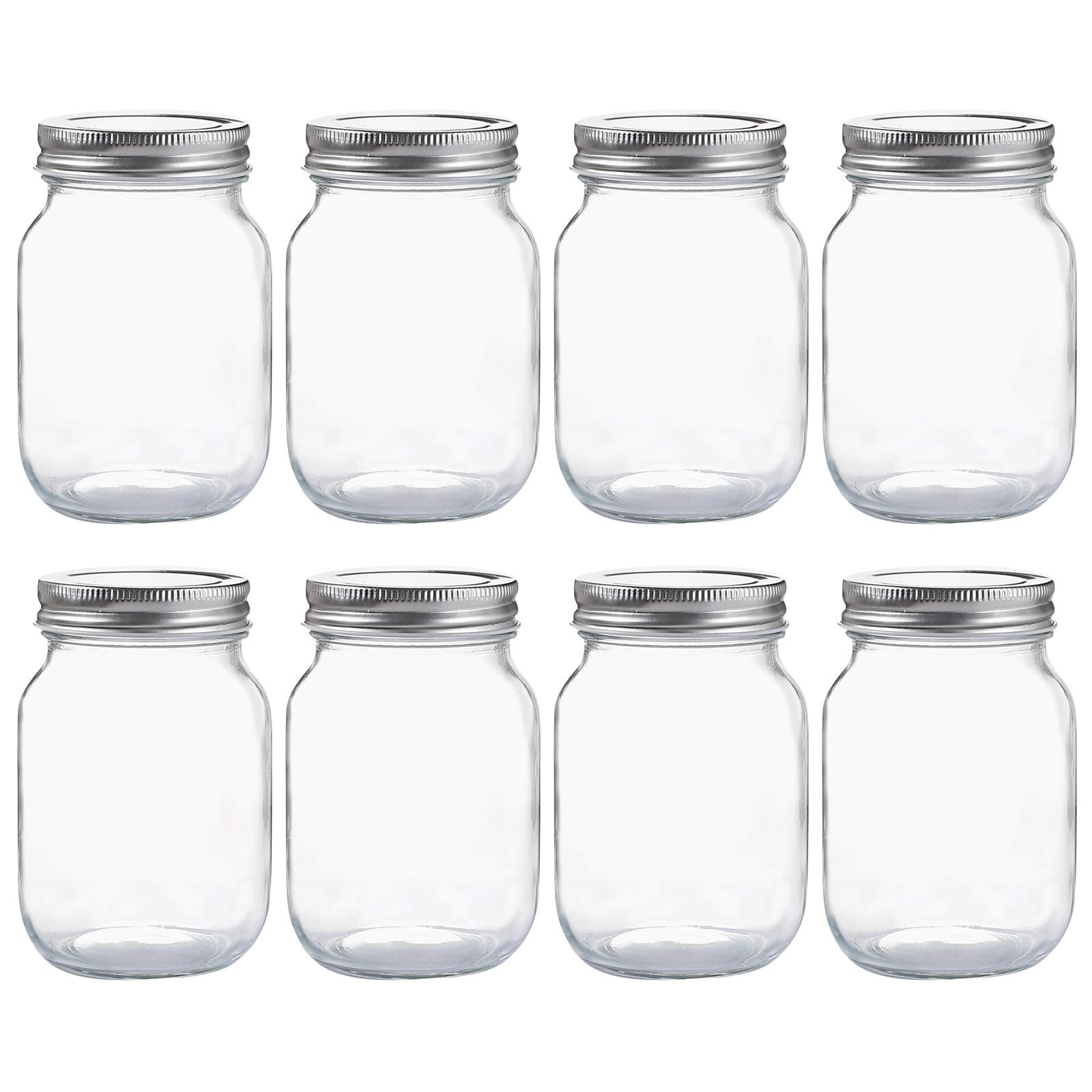 Frascos YINGERHUAN de vidrio boca regular 16oz para almacenamiento seguro de alimentos.