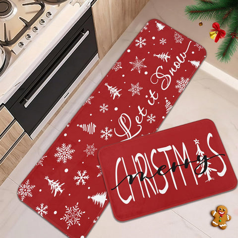 Alfombra Yinhua para cocina con copos de nieve, suave y absorbente para derrames.