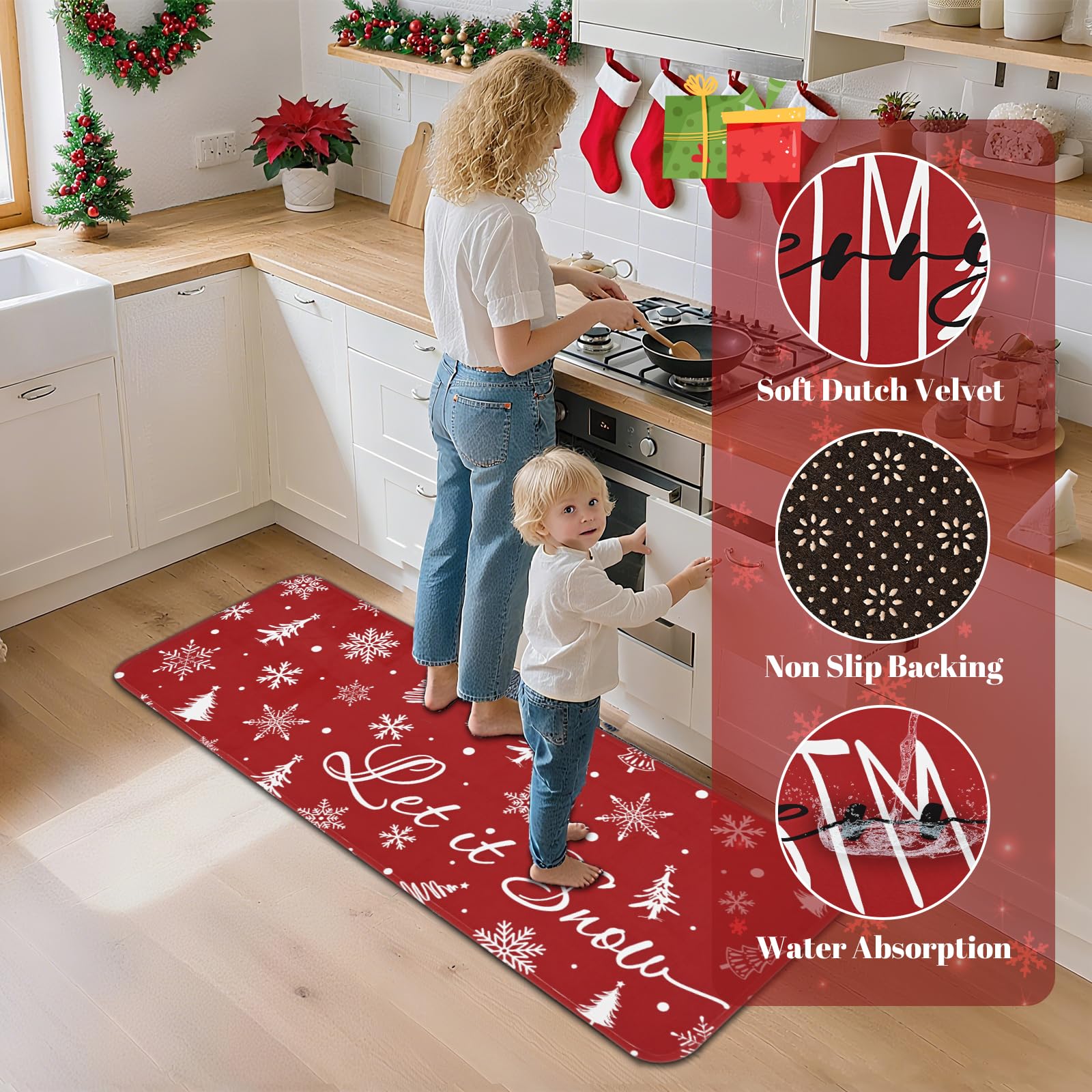 Alfombra Yinhua roja para cocina protege el suelo bajo el fregadero.