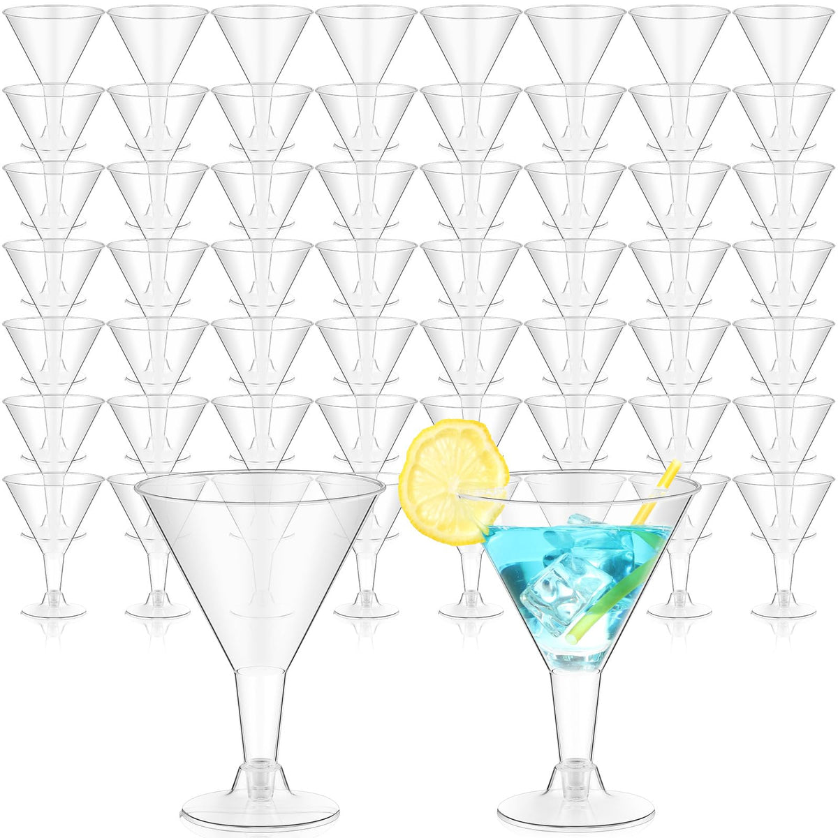 Copas Yinkin Martini desechables claras, frente elegante para bebidas