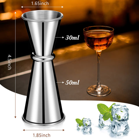 Yinkin jigger doble copa 1 onza y 2 onzas para medir con una mano.