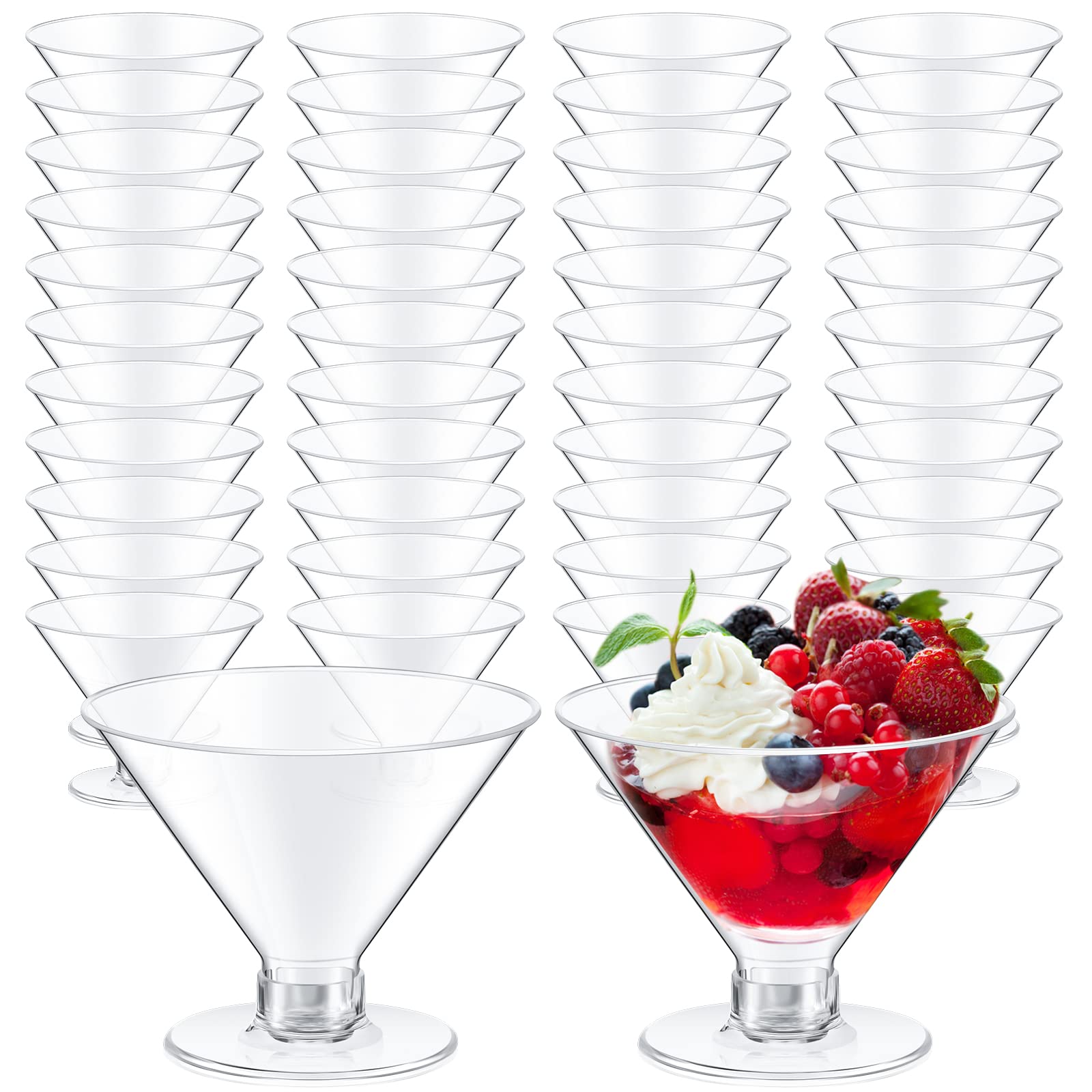Vasos martini de Yinkin de plástico transparentes, perfectos para cócteles y postres.