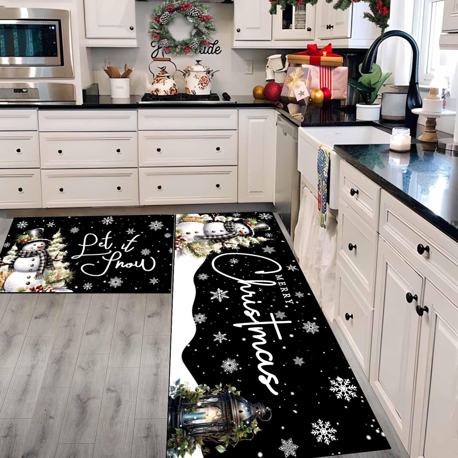 Alfombra navideña lavable de YINMEIJU para uso diario en la cocina.