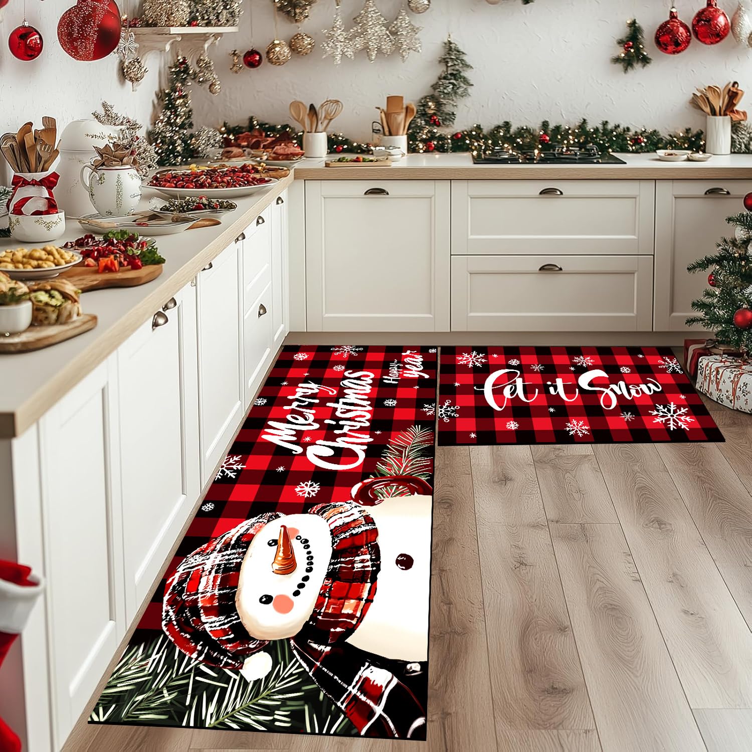 Alfombra navideña YINMEIJU con muñeco de nieve para interior cálido y festivo.