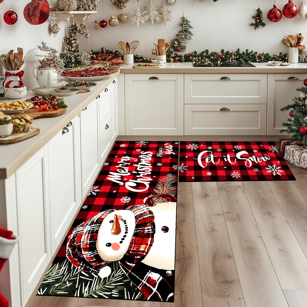 Alfombra navideña YINMEIJU con muñeco de nieve para interior cálido y festivo.
