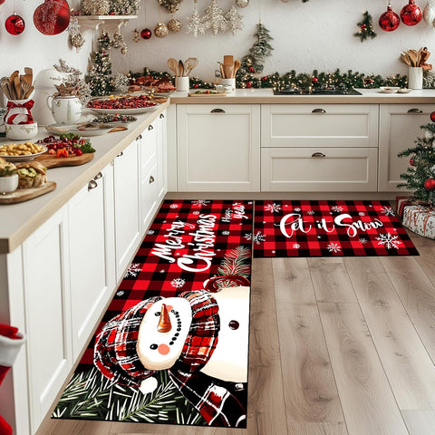 Alfombra navideña YINMEIJU con muñeco de nieve para interior cálido y festivo.