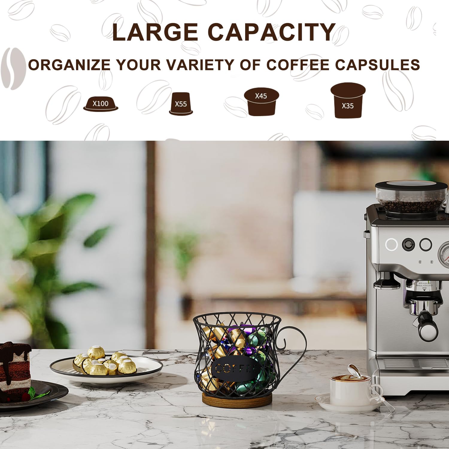 YINMIT capacidad para 35 cápsulas de café para acceso rápido.
