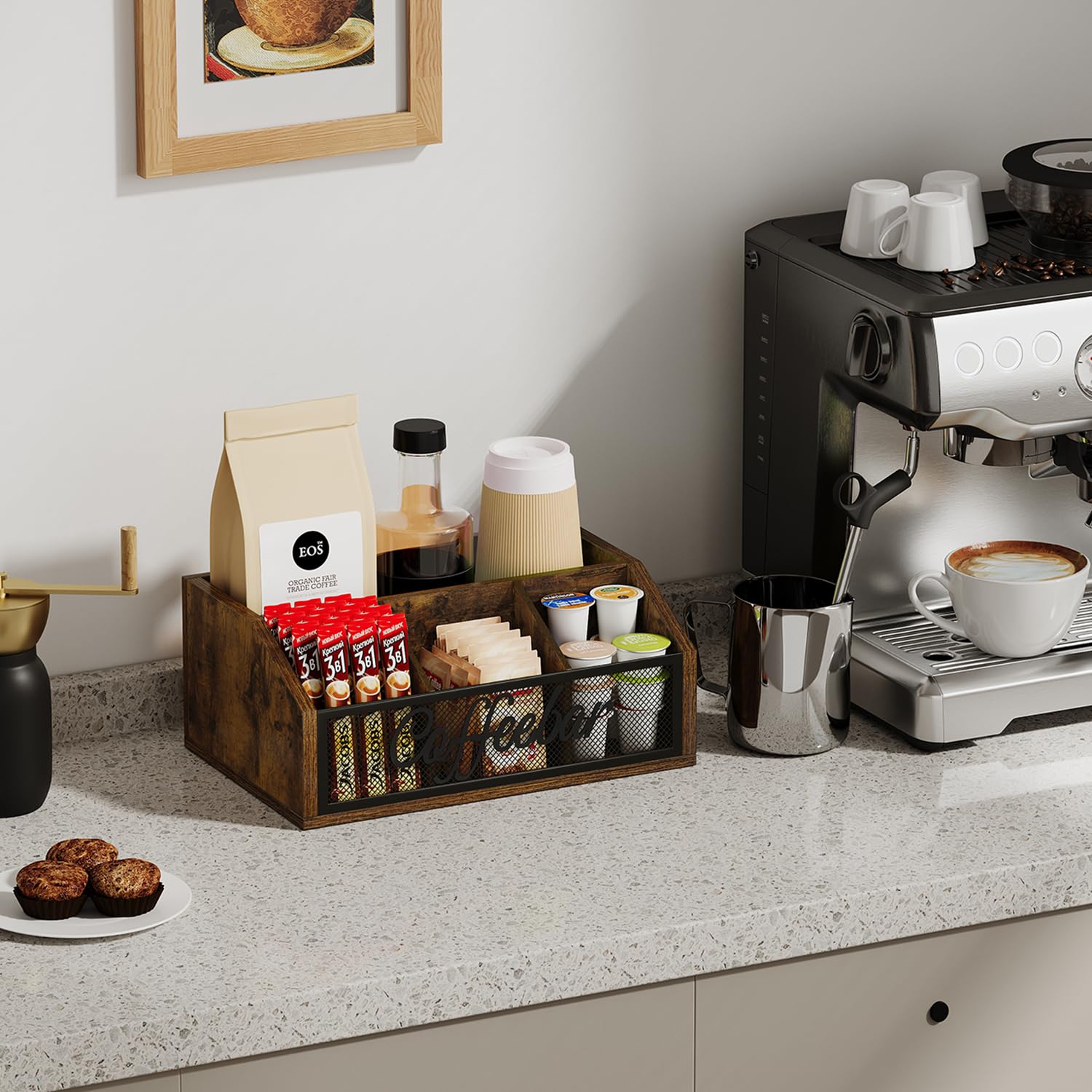 Organizador de café YINMIT con malla de hierro y diseño vintage para estilo retro.