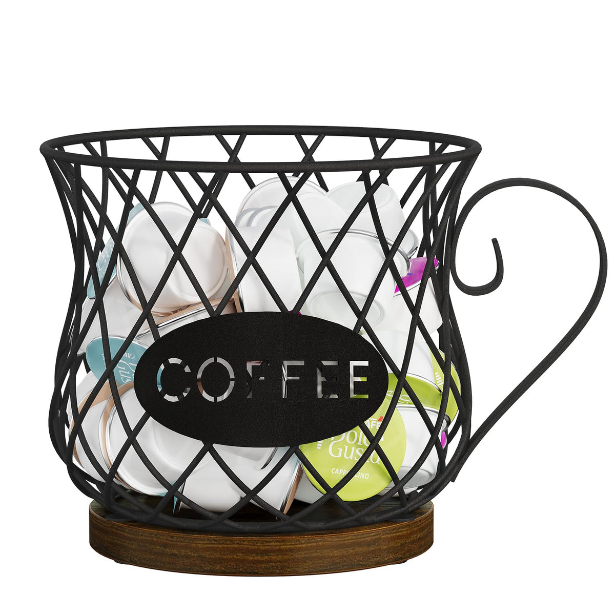 YINMIT organzador de cápsulas de café con rejilla circular para almacenamiento compacto.