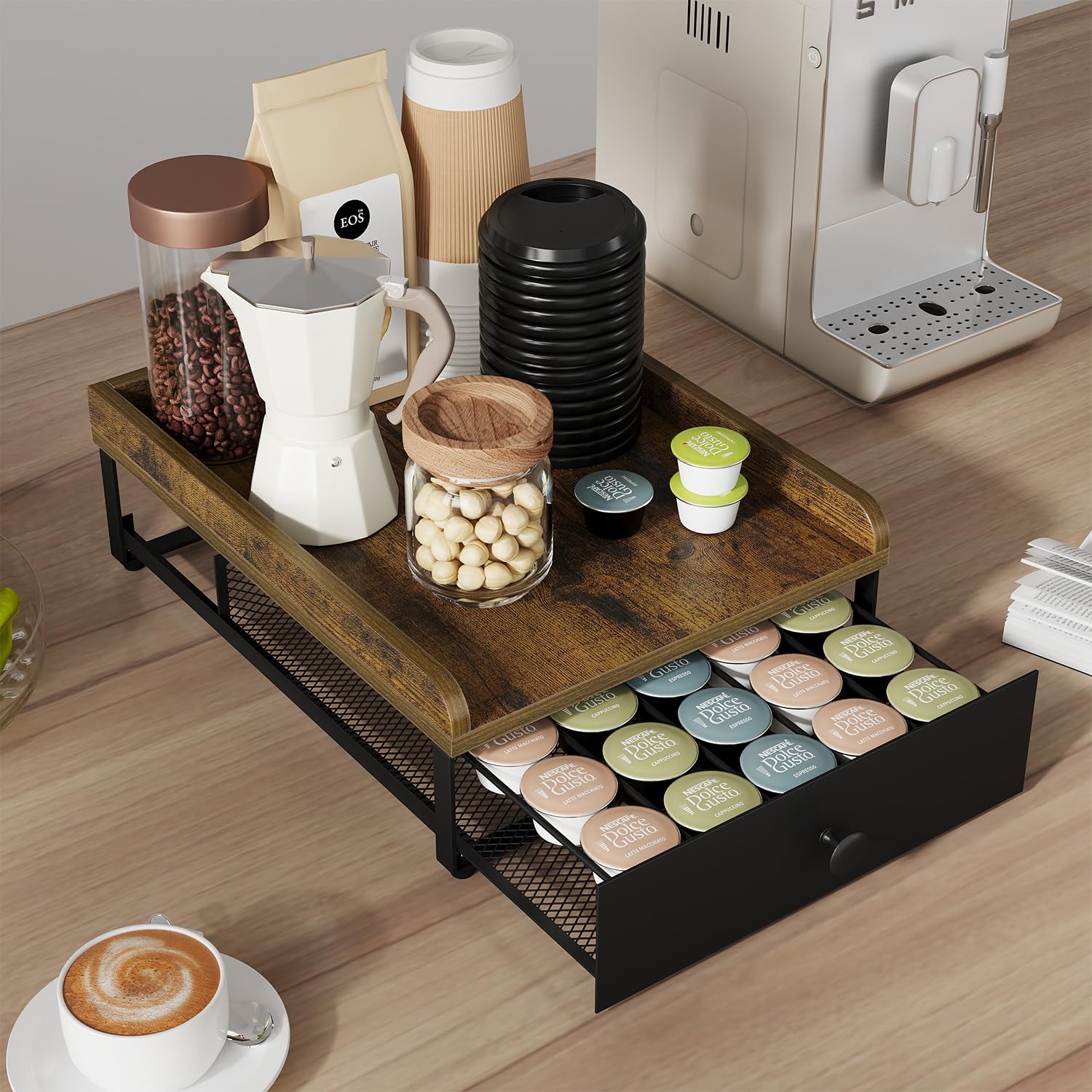 YINMIT acabado retro que complementa cocinas y oficinas con elegancia organizada.