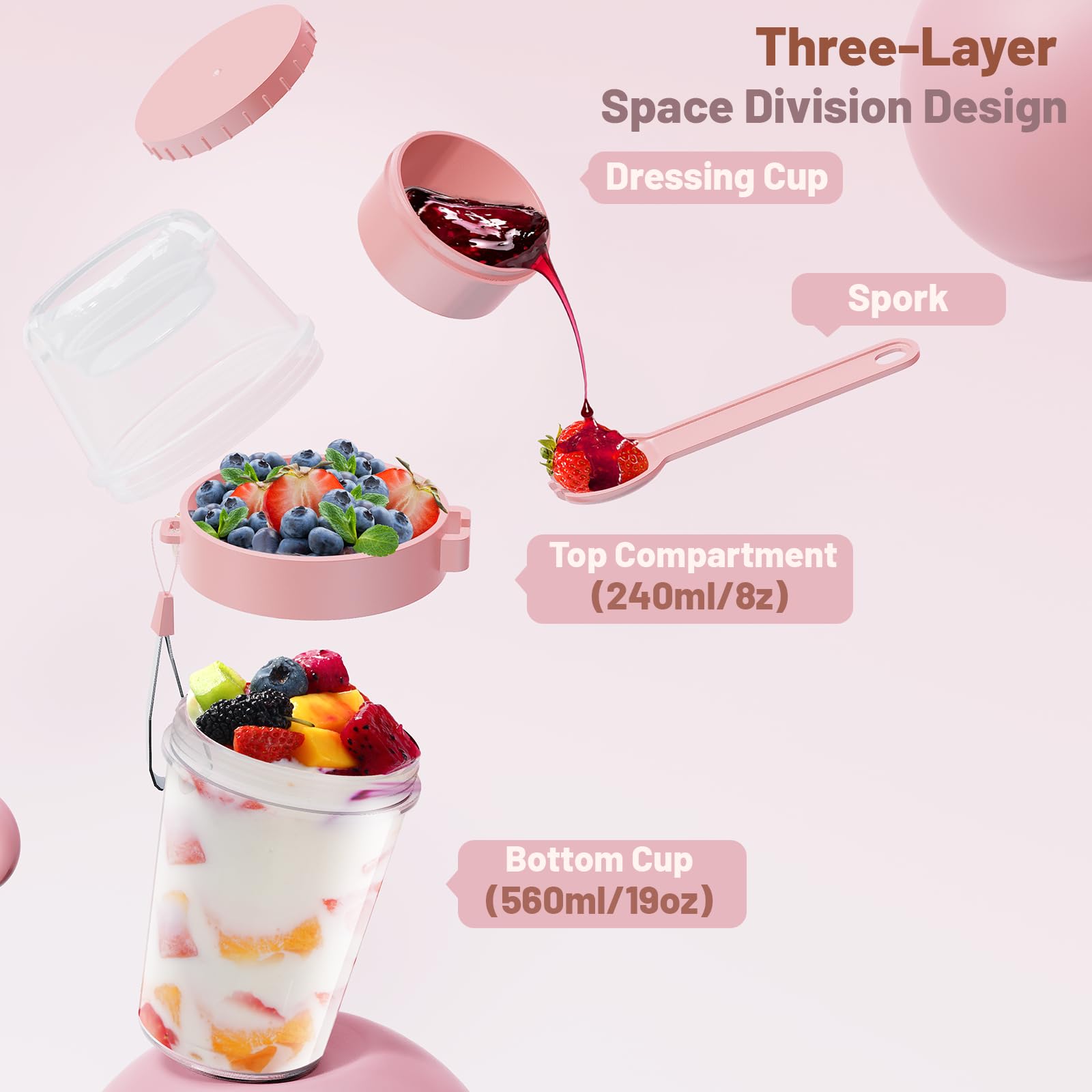 Yirilan Parfait diseño apilable facilita almacenamiento y preparación de comidas.