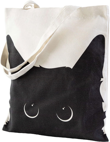 Yivona bolsa de tela con diseño de gato, ideal para compras diarias.