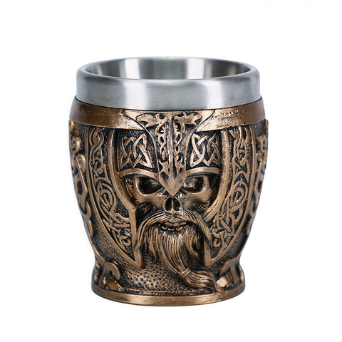 Vaso chupito YIXINLOMYY con calavera armadura, centro temático para fiestas