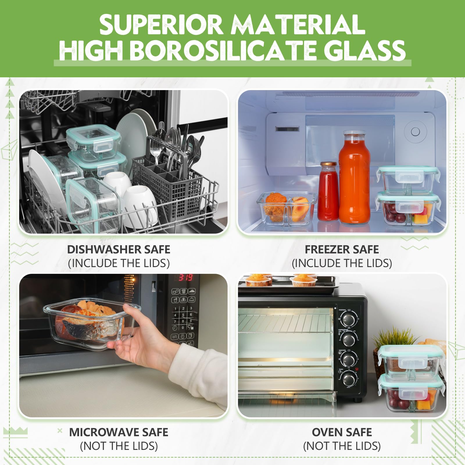 Recipiente Yiyiring apto para microondas y lavavajillas, práctico y seguro