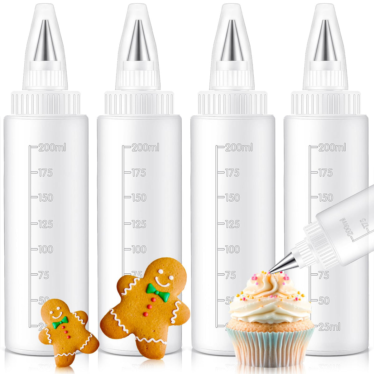 Botellas exprimibles Yiyiring de 8 onzas para decorar galletas con precisión