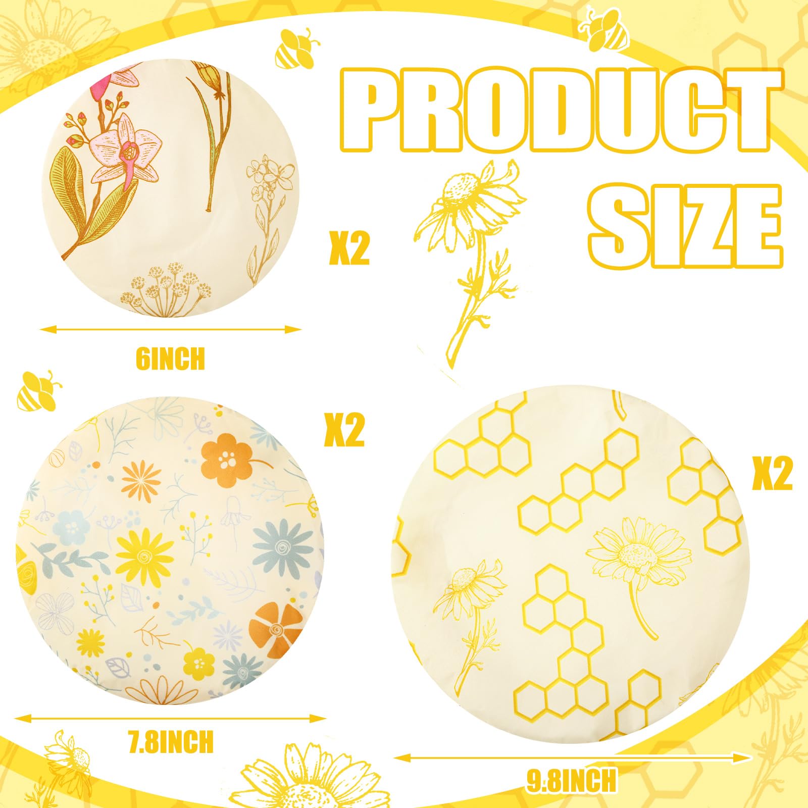 Cubiertas de cera de abeja Yiyiring para tazones de 6 pulgadas.