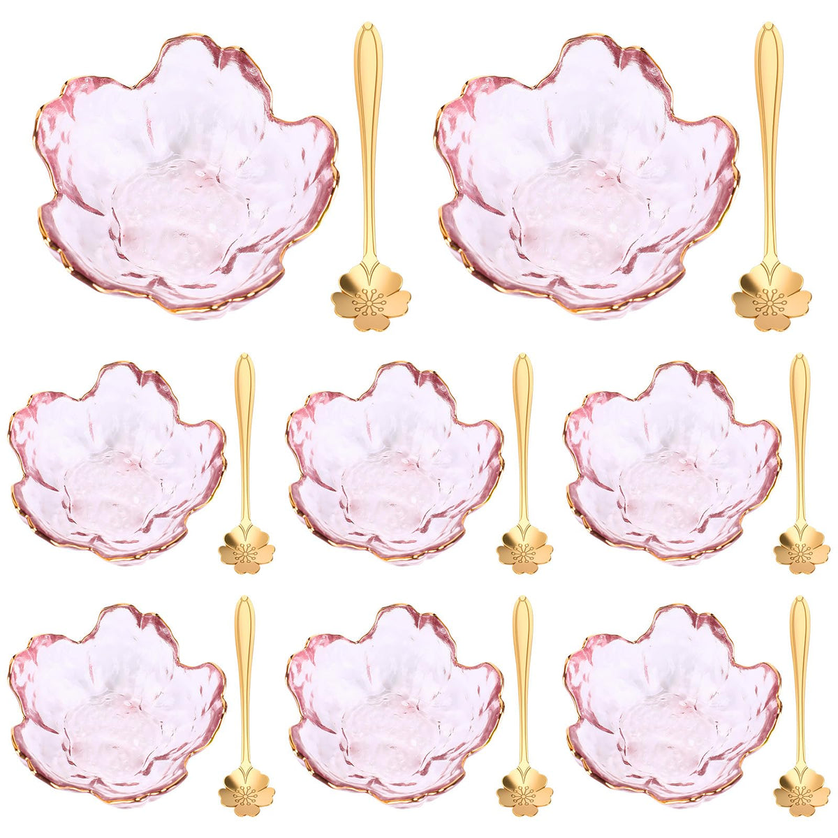 Cuenco de cristal rosa Yiyiring con flor de cerezo para postres elegantes.
