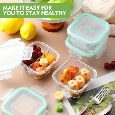 Conjunto de ocho recipientes de vidrio Yiyiring para planificación de comidas bariátricas