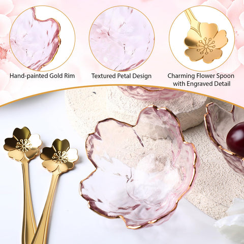 Conjunto de 8 cuencos rosa cristal Yiyiring para servir aperitivos.