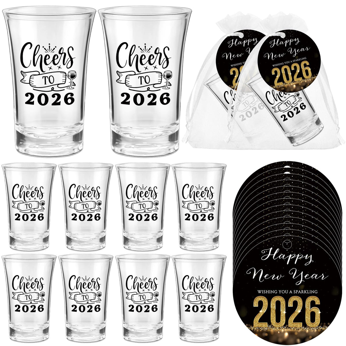 Vaso de chupito acrílico transparente de Yiyiring para brindis de Año Nuevo 2026.