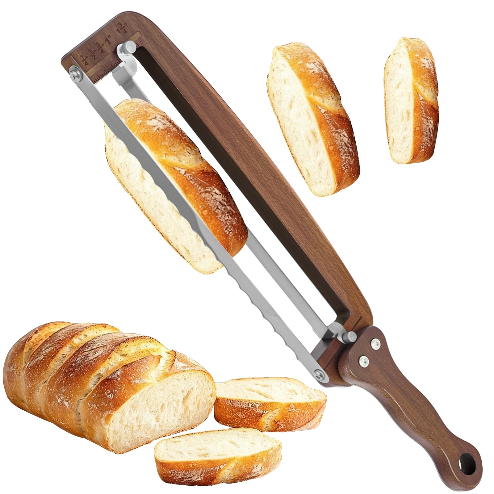 Cortador de pan YIYOBEATFO con mango ergonómico para un agarre cómodo.