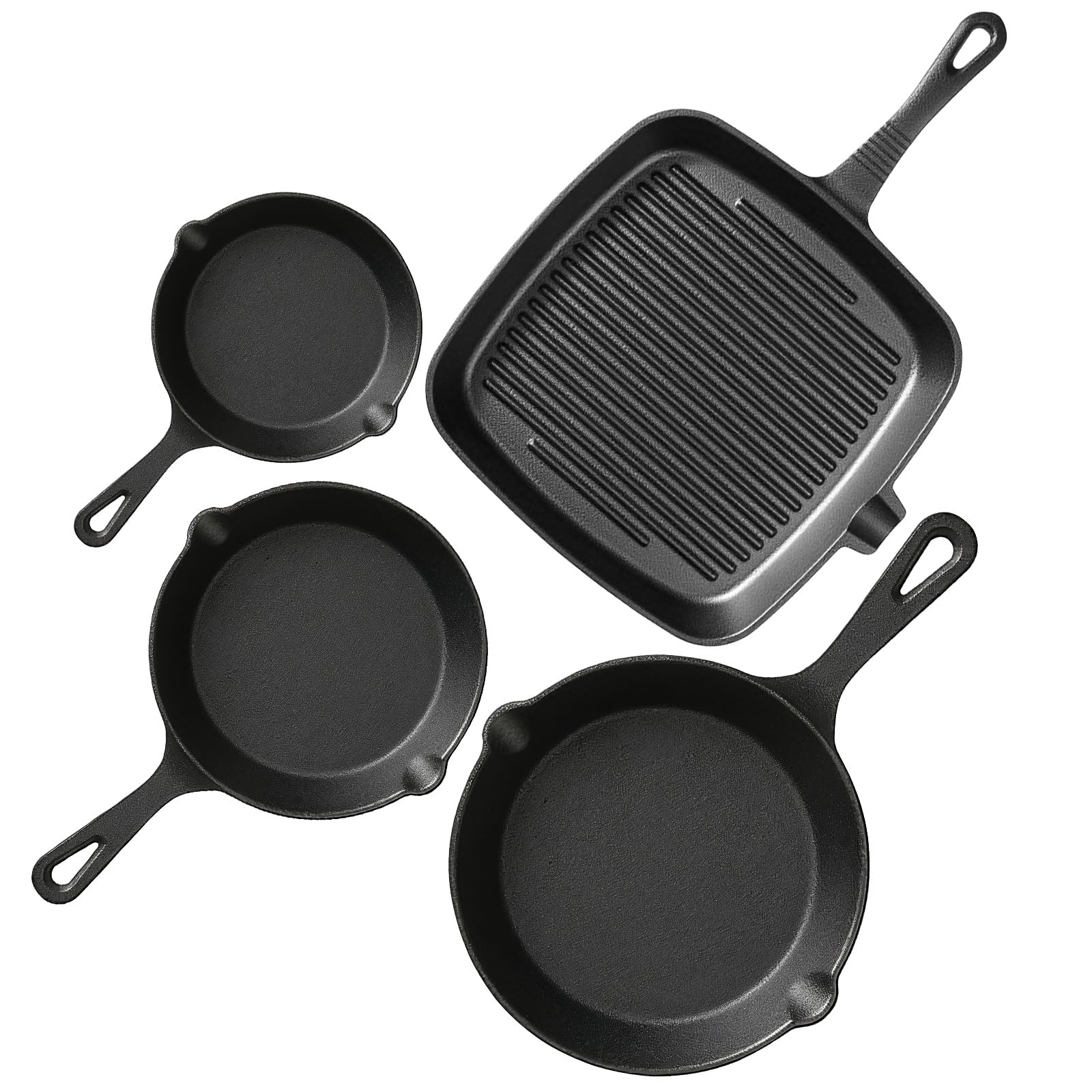 Sartenes de hierro fundido YIYOBEATFO set de 4 para cocina versátil