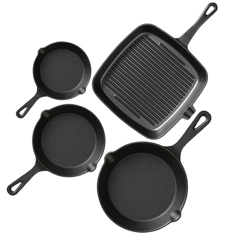 Sartenes de hierro fundido YIYOBEATFO set de 4 para cocina versátil
