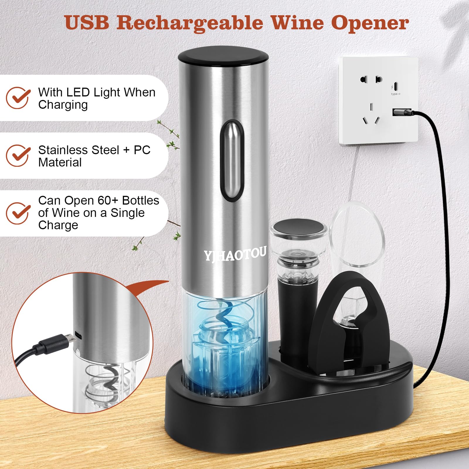 YJHAOTOU tapón-vacio-vino mantiene la bebida fresca