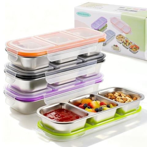 YJSLICT Contenedor de meriendas en acero 304, ideal para reutilizar en casa o trabajo.