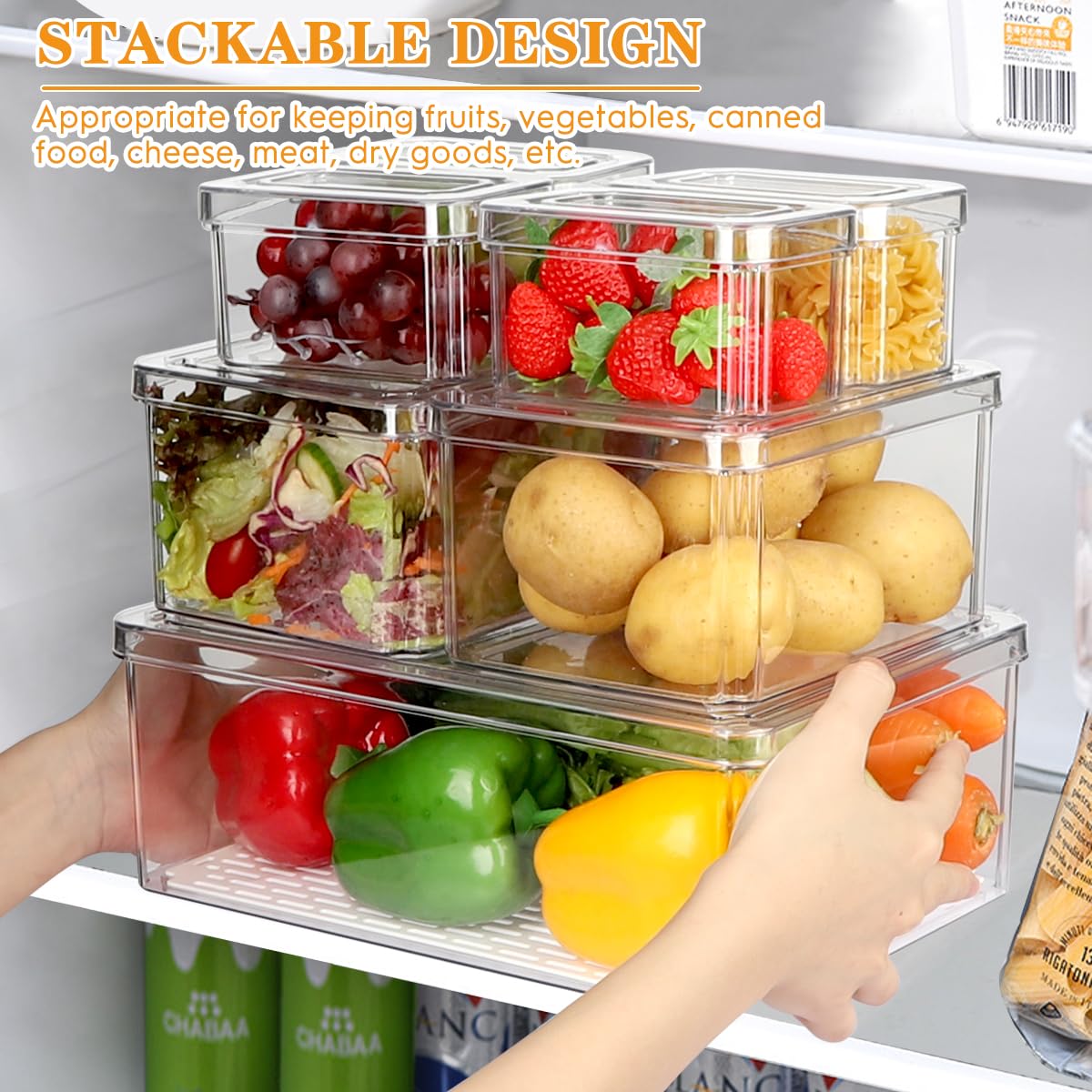 YKIOKE diseño apilable ahorra espacio en refrigerador.