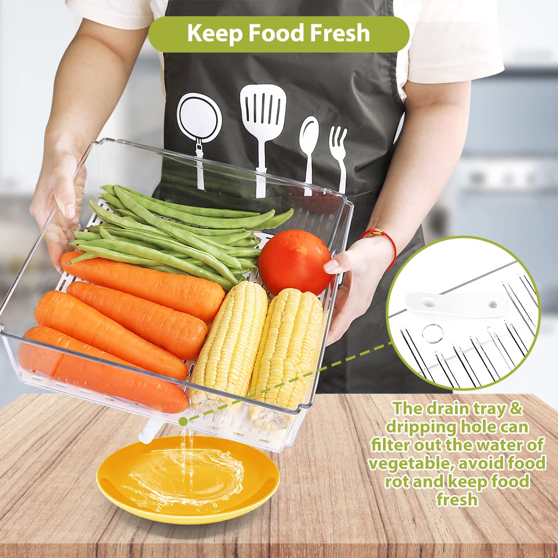 Tamaños diferentes YKIOKE para verduras grandes, pepino y frutos pequeños.