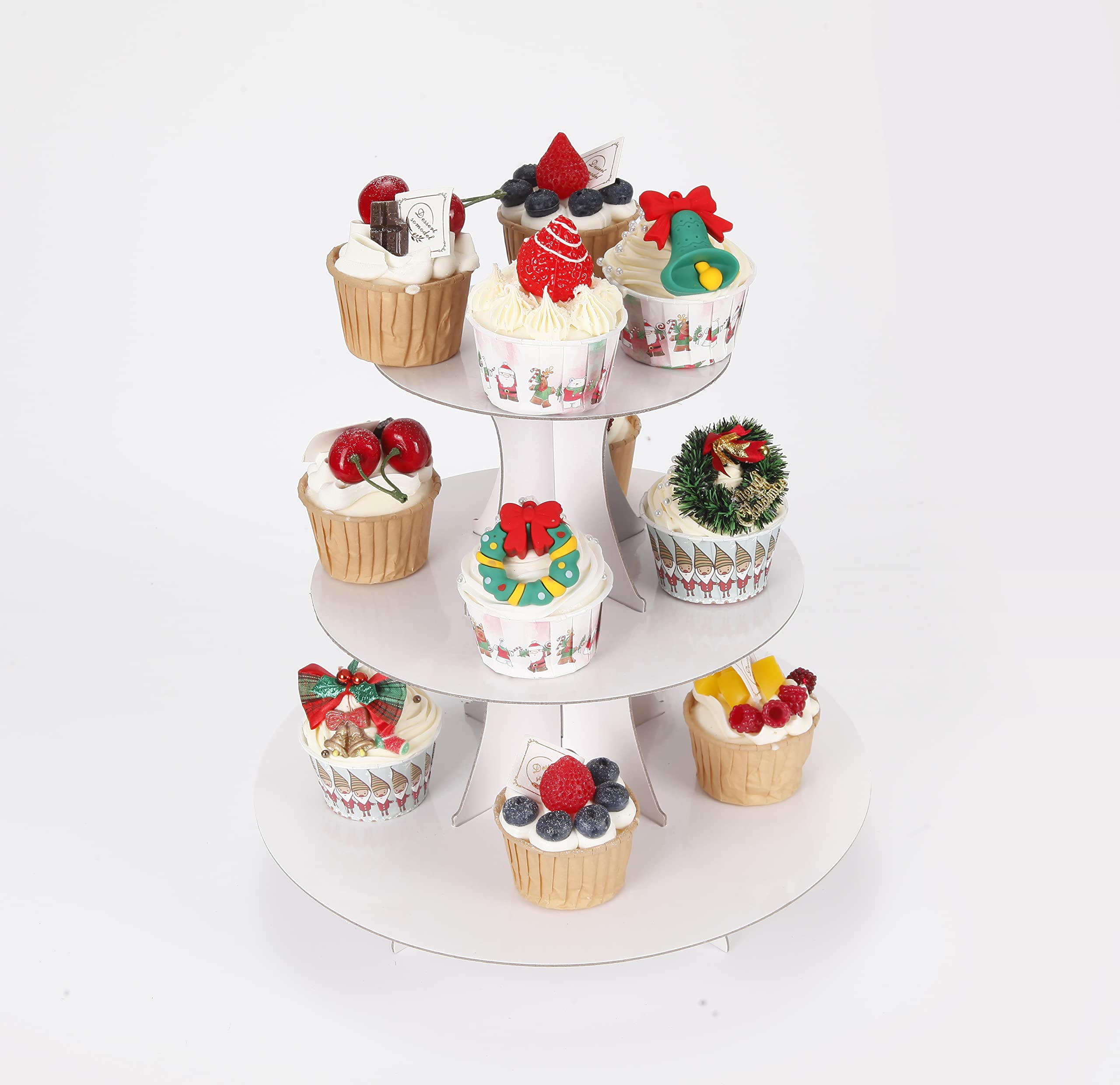YLDW tarta 3 niveles medio: muestra galletas y dulces con atractivo visual.