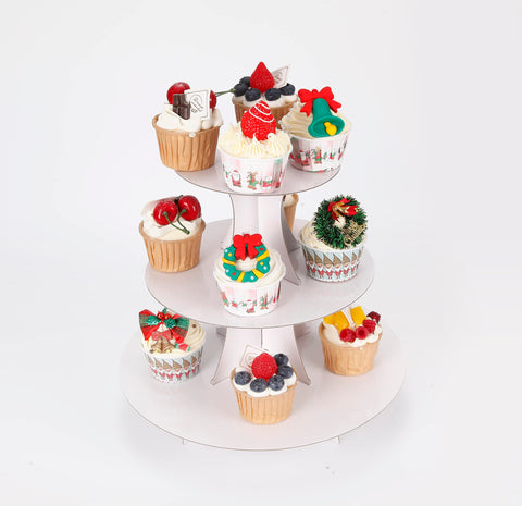 YLDW tarta 3 niveles medio: muestra galletas y dulces con atractivo visual.