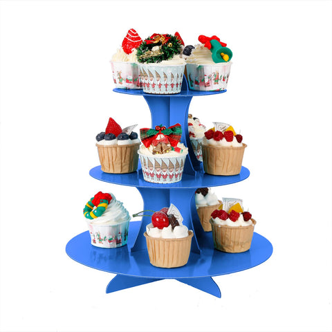 YLDW torre de cupcakes 3 pisos – capa inferior para postres grandes y frutas