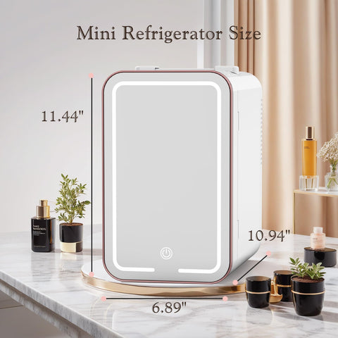 YLFU Skincare Fridge diseño compacto y portátil para dormitorio.