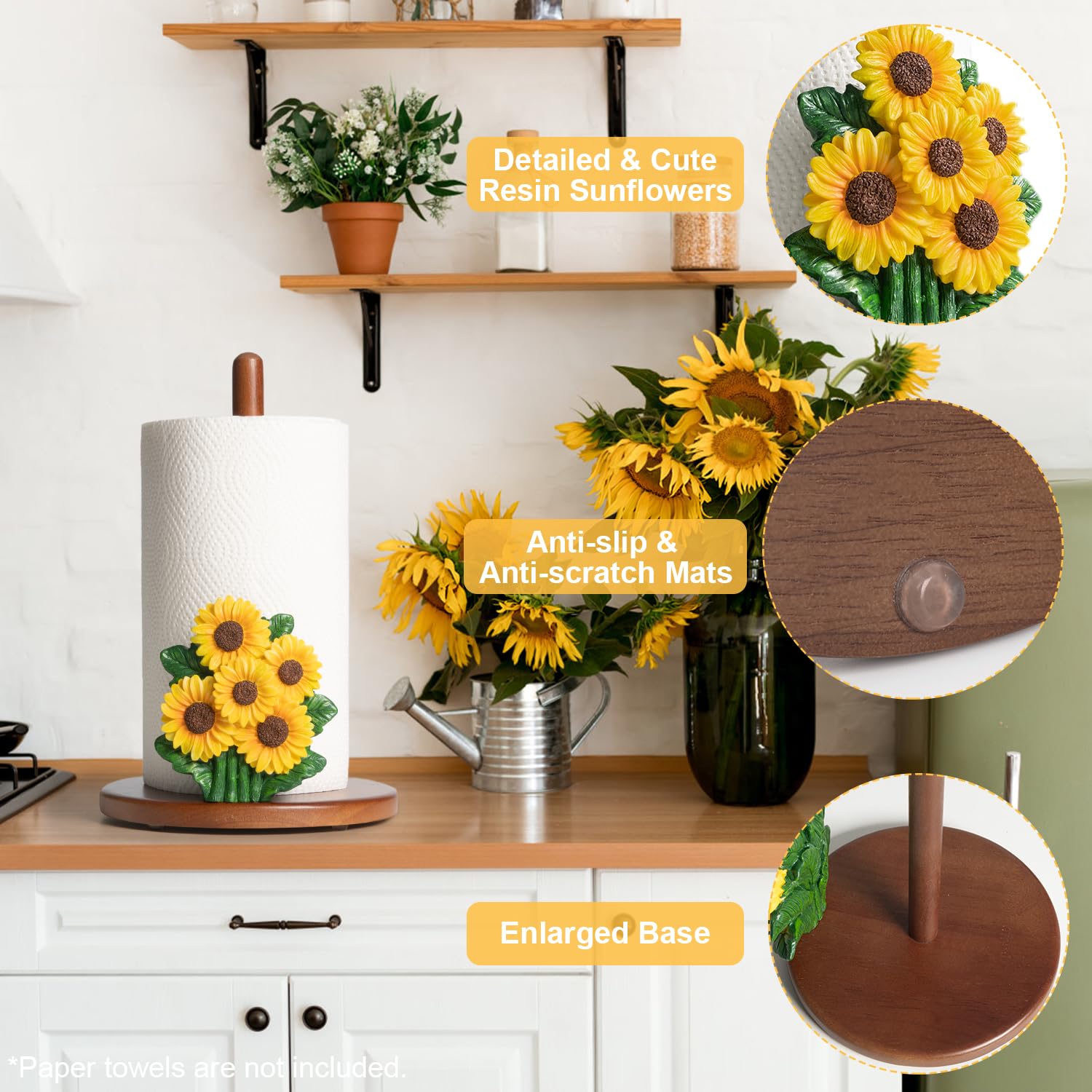 Accesorio de cocina YLOVAN girasol dorado, añade alegría funcional al mostrador
